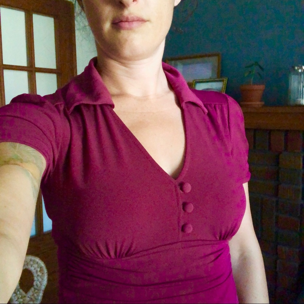 Wine coloured blouse